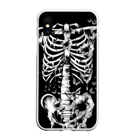 Чехол для iPhone XS Max матовый с принтом Floral Skeleton в Курске, Силикон | Область печати: задняя сторона чехла, без боковых панелей | art | bone | dark | death | fashion | flower | hipster | skelet | skull | арт | грудь | кости | мода | ребра | скелет | стиль | темный | хипстер | цвет | череп