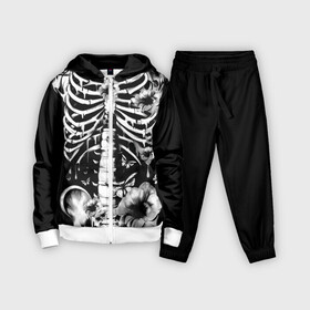 Детский костюм 3D с принтом Floral Skeleton в Курске,  |  | art | bone | dark | death | fashion | flower | hipster | skelet | skull | арт | грудь | кости | мода | ребра | скелет | стиль | темный | хипстер | цвет | череп