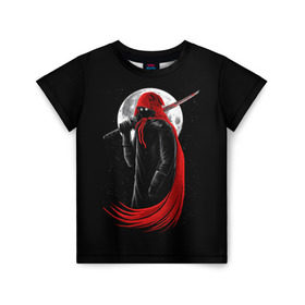 Детская футболка 3D с принтом Лунный убийца в Курске, 100% гипоаллергенный полиэфир | прямой крой, круглый вырез горловины, длина до линии бедер, чуть спущенное плечо, ткань немного тянется | moon | ninja | warrior | воин | звезды | луна | ниндзя