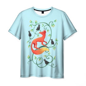 Мужская футболка 3D с принтом Милая лисичка в Курске, 100% полиэфир | прямой крой, круглый вырез горловины, длина до линии бедер | animal | beast | fox | heart | love | orange | животное | зверь | лис | лиса | личиска | любовь | птица | птицы | птичка | рыжая | сердце