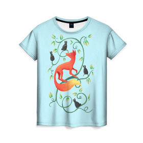 Женская футболка 3D с принтом Милая лисичка в Курске, 100% полиэфир ( синтетическое хлопкоподобное полотно) | прямой крой, круглый вырез горловины, длина до линии бедер | animal | beast | fox | heart | love | orange | животное | зверь | лис | лиса | личиска | любовь | птица | птицы | птичка | рыжая | сердце