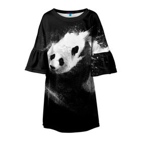 Детское платье 3D с принтом Молочная панда в Курске, 100% полиэстер | прямой силуэт, чуть расширенный к низу. Круглая горловина, на рукавах — воланы | animal | bear | beast | milk | nature | panda | животное | зверь | медведь | молоко | панда | природа