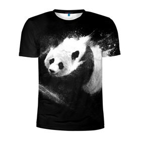 Мужская футболка 3D спортивная с принтом Молочная панда в Курске, 100% полиэстер с улучшенными характеристиками | приталенный силуэт, круглая горловина, широкие плечи, сужается к линии бедра | animal | bear | beast | milk | nature | panda | животное | зверь | медведь | молоко | панда | природа