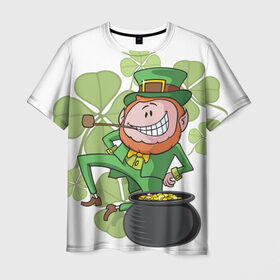 Мужская футболка 3D с принтом Ирландия в Курске, 100% полиэфир | прямой крой, круглый вырез горловины, длина до линии бедер | Тематика изображения на принте: clover | gold | green | irish | money | st. patrick | деньги | зелёный | золото | ирландская | клевер | лепрекон