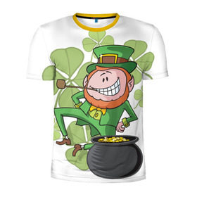 Мужская футболка 3D спортивная с принтом Ирландия в Курске, 100% полиэстер с улучшенными характеристиками | приталенный силуэт, круглая горловина, широкие плечи, сужается к линии бедра | Тематика изображения на принте: clover | gold | green | irish | money | st. patrick | деньги | зелёный | золото | ирландская | клевер | лепрекон