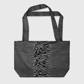 Пляжная сумка 3D с принтом Joy Division. Unknown Pleasures в Курске, 100% полиэстер | застегивается на металлическую кнопку; внутренний карман застегивается на молнию. Стенки укреплены специальным мягким материалом, чтобы защитить содержимое от несильных ударов
 | joy division | альбом | волны | горы | линии | обложка | панк | рок