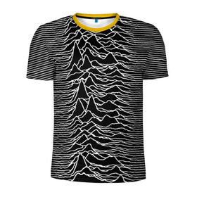 Мужская футболка 3D спортивная с принтом Joy Division. Unknown Pleasures в Курске, 100% полиэстер с улучшенными характеристиками | приталенный силуэт, круглая горловина, широкие плечи, сужается к линии бедра | Тематика изображения на принте: joy division | альбом | волны | горы | линии | обложка | панк | рок