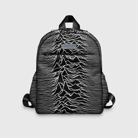 Детский рюкзак 3D с принтом Joy Division. Unknown Pleasures в Курске, 100% полиэстер | лямки с регулируемой длиной, сверху петелька, чтобы рюкзак можно было повесить на вешалку. Основное отделение закрывается на молнию, как и внешний карман. Внутри дополнительный карман. По бокам два дополнительных кармашка | joy division | альбом | волны | горы | линии | обложка | панк | рок