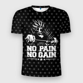 Мужская футболка 3D спортивная с принтом No Pain No Gain в Курске, 100% полиэстер с улучшенными характеристиками | приталенный силуэт, круглая горловина, широкие плечи, сужается к линии бедра | Тематика изображения на принте: 