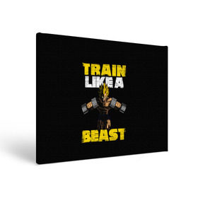 Холст прямоугольный с принтом Train Like a Beast в Курске, 100% ПВХ |  | dragon ball | strong | workout | воркаут | драгон бол