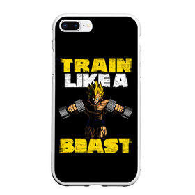 Чехол для iPhone 7Plus/8 Plus матовый с принтом Train Like a Beast в Курске, Силикон | Область печати: задняя сторона чехла, без боковых панелей | dragon ball | strong | workout | воркаут | драгон бол