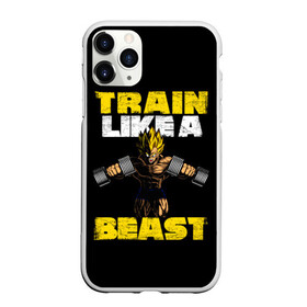 Чехол для iPhone 11 Pro Max матовый с принтом Train Like a Beast в Курске, Силикон |  | dragon ball | strong | workout | воркаут | драгон бол