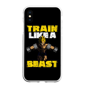 Чехол для iPhone XS Max матовый с принтом Train Like a Beast в Курске, Силикон | Область печати: задняя сторона чехла, без боковых панелей | dragon ball | strong | workout | воркаут | драгон бол