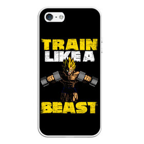 Чехол для iPhone 5/5S матовый с принтом Train Like a Beast в Курске, Силикон | Область печати: задняя сторона чехла, без боковых панелей | Тематика изображения на принте: dragon ball | strong | workout | воркаут | драгон бол