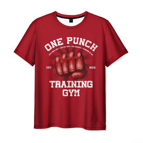 Мужская футболка 3D с принтом One Punch Gym в Курске, 100% полиэфир | прямой крой, круглый вырез горловины, длина до линии бедер | boxing | combat | fight | fighter | kickboxing | muay thai | wrestling | боец | бой | бокс | боксер | драка | кикбоксинг | май тай