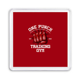 Магнит 55*55 с принтом One Punch Gym в Курске, Пластик | Размер: 65*65 мм; Размер печати: 55*55 мм | boxing | combat | fight | fighter | kickboxing | muay thai | wrestling | боец | бой | бокс | боксер | драка | кикбоксинг | май тай