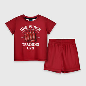 Детский костюм с шортами 3D с принтом One Punch Gym в Курске,  |  | boxing | combat | fight | fighter | kickboxing | muay thai | wrestling | боец | бой | бокс | боксер | драка | кикбоксинг | май тай