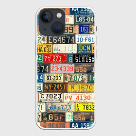 Чехол для iPhone 13 mini с принтом Автомобильные номера мира в Курске,  |  | art | collage | country | number | retro | road | world | автомобильные | искусство | коллаж | мир | номера | ретро | страны