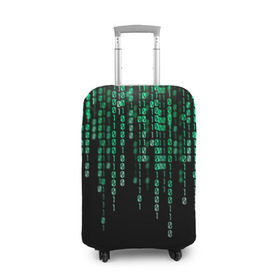 Чехол для чемодана 3D с принтом Матрица в Курске, 86% полиэфир, 14% спандекс | двустороннее нанесение принта, прорези для ручек и колес | background | black | green | matrix | movie | numbers | зеленые | матрица | фильм | фон | цифры | черный