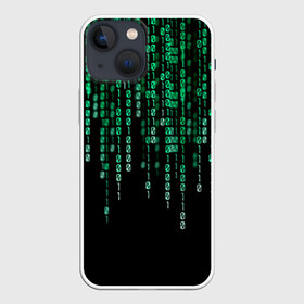 Чехол для iPhone 13 mini с принтом Матрица в Курске,  |  | background | black | green | matrix | movie | numbers | зеленые | матрица | фильм | фон | цифры | черный