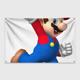 Флаг-баннер с принтом Super Mario в Курске, 100% полиэстер | размер 67 х 109 см, плотность ткани — 95 г/м2; по краям флага есть четыре люверса для крепления | nintendo | марио | нинтендо
