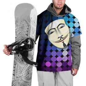 Накидка на куртку 3D с принтом Анонимус в Курске, 100% полиэстер |  | anonymous | www | интернет | маска | свобода | хакер