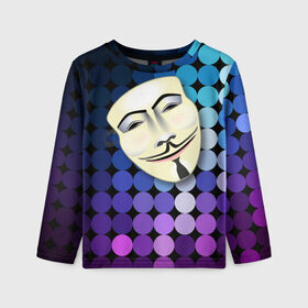 Детский лонгслив 3D с принтом Анонимус в Курске, 100% полиэстер | длинные рукава, круглый вырез горловины, полуприлегающий силуэт
 | anonymous | www | интернет | маска | свобода | хакер