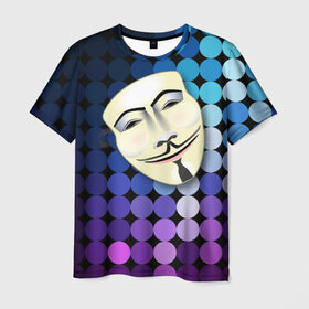 Мужская футболка 3D с принтом Анонимус в Курске, 100% полиэфир | прямой крой, круглый вырез горловины, длина до линии бедер | anonymous | www | интернет | маска | свобода | хакер