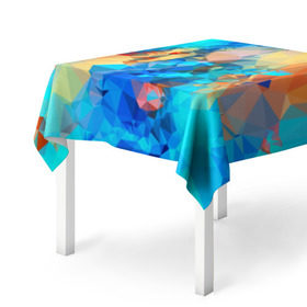 Скатерть 3D с принтом PolyBlue в Курске, 100% полиэстер (ткань не мнется и не растягивается) | Размер: 150*150 см | бумага | геометрия | грани | изгиб | линии | полигоны | постель | розовый | сочетания | текстура | треугольники