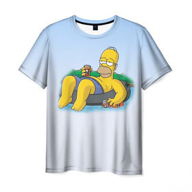 Мужская футболка 3D с принтом симпсоны в Курске, 100% полиэфир | прямой крой, круглый вырез горловины, длина до линии бедер | homer | simpsons | гомер | симпсоны