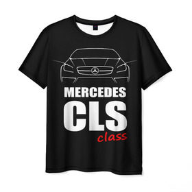 Мужская футболка 3D с принтом Mercedes CLS Class в Курске, 100% полиэфир | прямой крой, круглый вырез горловины, длина до линии бедер | mercedes benz | mercedes cls 63 amg | авто | автомобиль | машина | мерседес | тачка