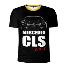 Мужская футболка 3D спортивная с принтом Mercedes CLS Class в Курске, 100% полиэстер с улучшенными характеристиками | приталенный силуэт, круглая горловина, широкие плечи, сужается к линии бедра | mercedes benz | mercedes cls 63 amg | авто | автомобиль | машина | мерседес | тачка
