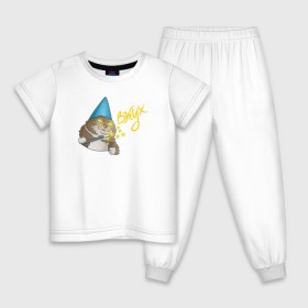 Детская пижама хлопок с принтом ВЖУХ котик в Курске, 100% хлопок |  брюки и футболка прямого кроя, без карманов, на брюках мягкая резинка на поясе и по низу штанин
 | вжух | котик