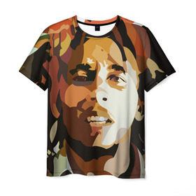 Мужская футболка 3D с принтом Боб Марли в Курске, 100% полиэфир | прямой крой, круглый вырез горловины, длина до линии бедер | bob marley | composer | guitarist | jamaica | jamaican musician | reggae | singer | музыкант | регги
