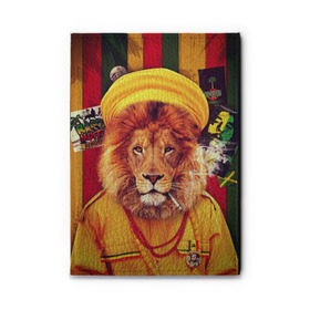 Обложка для автодокументов с принтом Ямайка лев в Курске, натуральная кожа |  размер 19,9*13 см; внутри 4 больших “конверта” для документов и один маленький отдел — туда идеально встанут права | Тематика изображения на принте: jamaica | lion