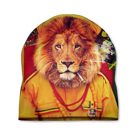 Шапка 3D с принтом Ямайка лев в Курске, 100% полиэстер | универсальный размер, печать по всей поверхности изделия | jamaica | lion