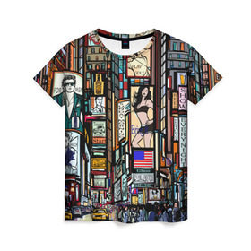 Женская футболка 3D с принтом Нью-Йорк Сити в Курске, 100% полиэфир ( синтетическое хлопкоподобное полотно) | прямой крой, круглый вырез горловины, длина до линии бедер | арт | веселые | интересные | популярное | узор