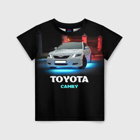 Детская футболка 3D с принтом Toyota Camry в Курске, 100% гипоаллергенный полиэфир | прямой крой, круглый вырез горловины, длина до линии бедер, чуть спущенное плечо, ткань немного тянется | Тематика изображения на принте: camry | toyota | авто. автомобиль | камри | машина | тачка | тойота