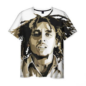 Мужская футболка 3D с принтом Ямайка, Боб Марли в Курске, 100% полиэфир | прямой крой, круглый вырез горловины, длина до линии бедер | bob marley | reggae