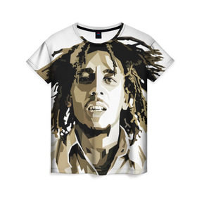 Женская футболка 3D с принтом Ямайка, Боб Марли в Курске, 100% полиэфир ( синтетическое хлопкоподобное полотно) | прямой крой, круглый вырез горловины, длина до линии бедер | bob marley | reggae