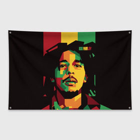 Флаг-баннер с принтом Ямайка Боб Марли в Курске, 100% полиэстер | размер 67 х 109 см, плотность ткани — 95 г/м2; по краям флага есть четыре люверса для крепления | bob marley | reggae | регги
