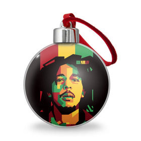 Ёлочный шар с принтом Ямайка, Боб Марли в Курске, Пластик | Диаметр: 77 мм | bob marley | reggae | регги