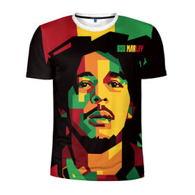 Мужская футболка 3D спортивная с принтом Ямайка, Боб Марли в Курске, 100% полиэстер с улучшенными характеристиками | приталенный силуэт, круглая горловина, широкие плечи, сужается к линии бедра | Тематика изображения на принте: bob marley | reggae | регги