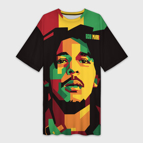Платье-футболка 3D с принтом Ямайка, Боб Марли в Курске,  |  | bob marley | reggae | регги