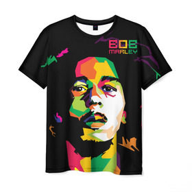 Мужская футболка 3D с принтом Ямайка, Боб Марли в Курске, 100% полиэфир | прямой крой, круглый вырез горловины, длина до линии бедер | reggae | регги