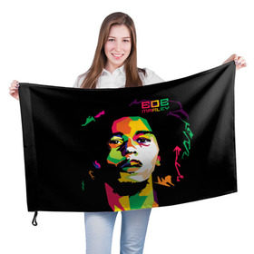 Флаг 3D с принтом Ямайка, Боб Марли в Курске, 100% полиэстер | плотность ткани — 95 г/м2, размер — 67 х 109 см. Принт наносится с одной стороны | reggae | регги