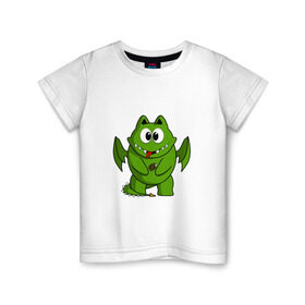 Детская футболка хлопок с принтом Дракон с мороженкой в Курске, 100% хлопок | круглый вырез горловины, полуприлегающий силуэт, длина до линии бедер | dragon | icecream | дракон | дракошка | мороженное | рисованный