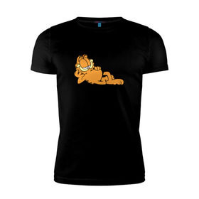 Мужская футболка премиум с принтом Диванный мастер в Курске, 92% хлопок, 8% лайкра | приталенный силуэт, круглый вырез ворота, длина до линии бедра, короткий рукав | гарфилд | диван | животные | коты | кошка | лень | юмор