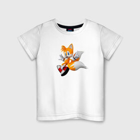 Детская футболка хлопок с принтом Лисенок Тейлз в Курске, 100% хлопок | круглый вырез горловины, полуприлегающий силуэт, длина до линии бедер | майлз «тейлз» прауэр