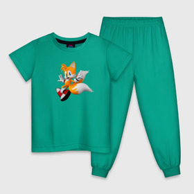 Детская пижама хлопок с принтом Лисенок Тейлз в Курске, 100% хлопок |  брюки и футболка прямого кроя, без карманов, на брюках мягкая резинка на поясе и по низу штанин
 | майлз «тейлз» прауэр